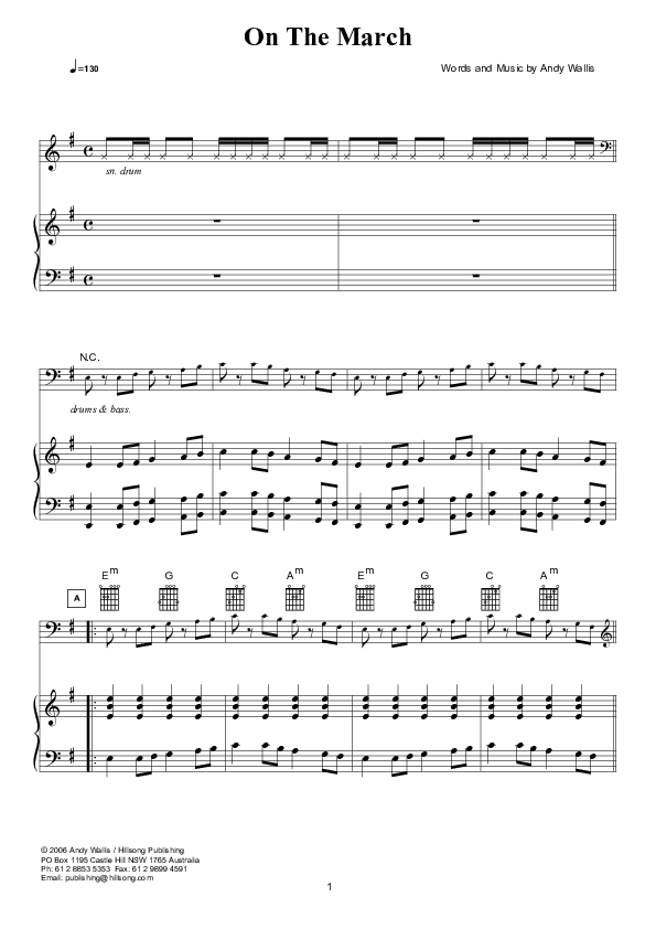 On The March Piano/Vocal (Hillsong Kids)