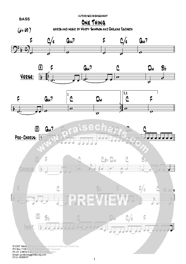 One Thing (Instrumental) Bass Guitar (Hillsong Worship)