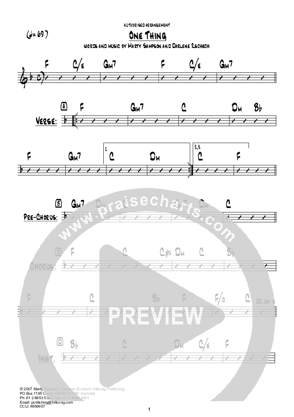 One Thing (Instrumental) Chords & Lyrics (Hillsong Worship)