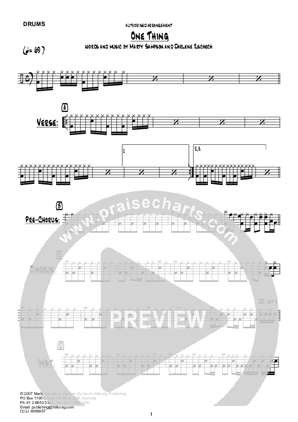 One Thing (Instrumental) Drum Set (Hillsong Worship)