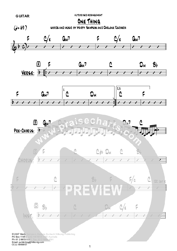 One Thing (Instrumental) Guitar (Hillsong Worship)