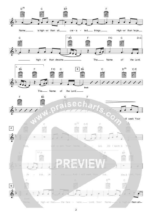 One Thing (Instrumental) Lead Sheet (Hillsong Worship)