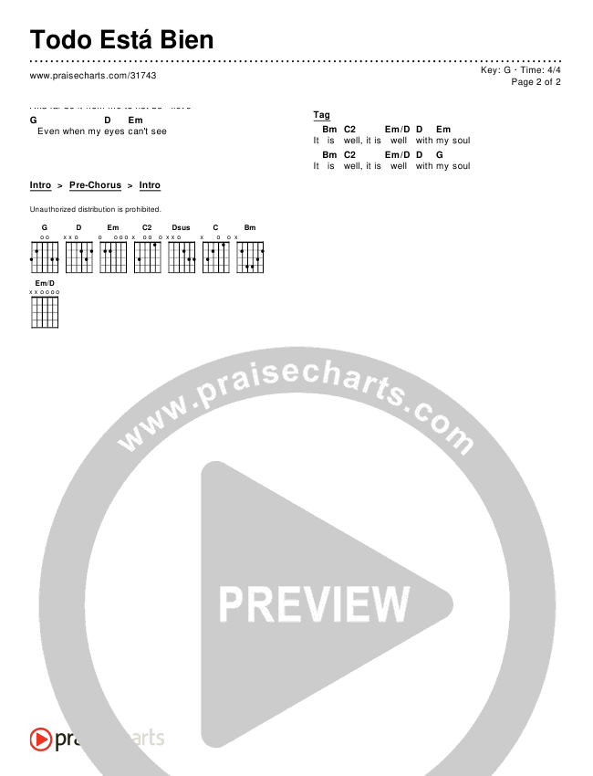 Todo Está Bien (It Is Well) Chords & Lyrics ()