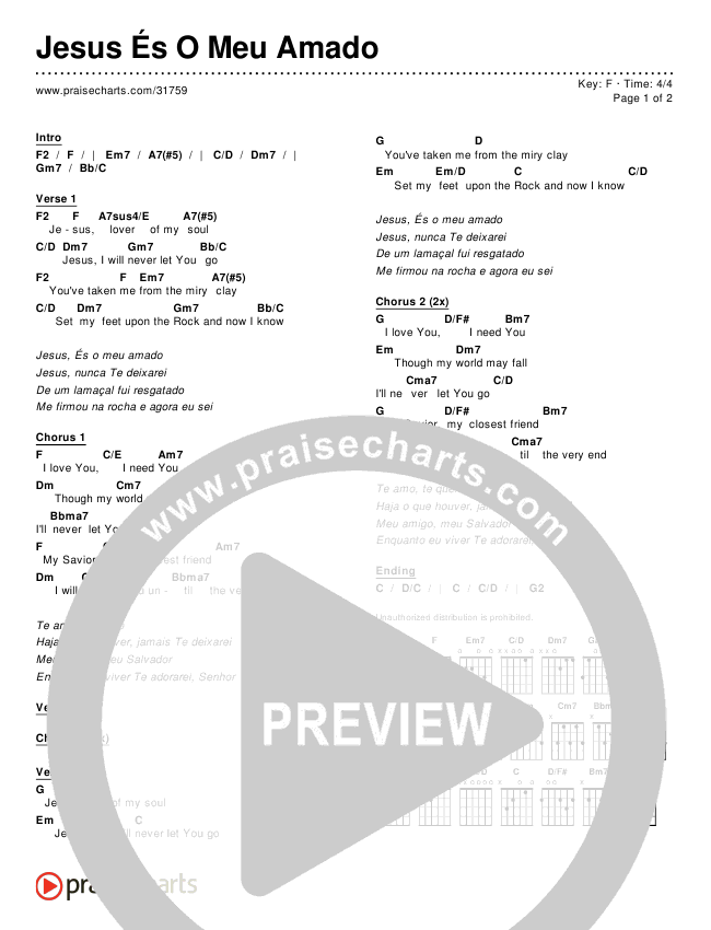 Jesus És O Meu Amado Chords & Lyrics ()