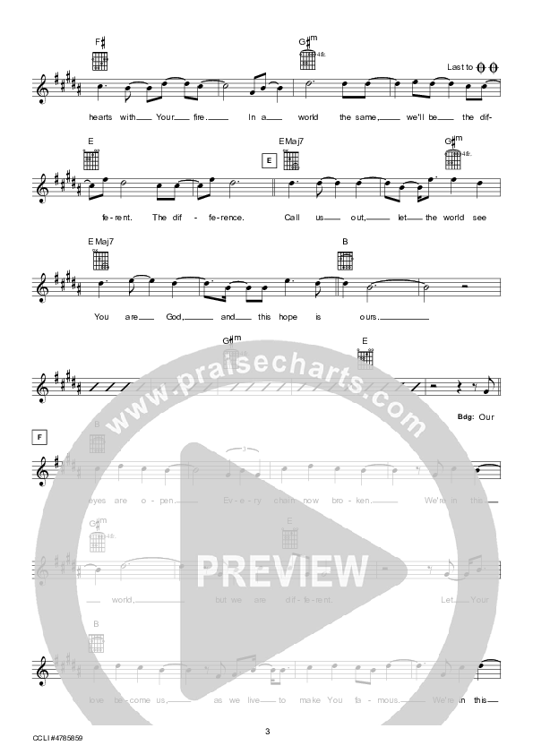 Point Of Difference (Instrumental) Lead Sheet (Hillsong UNITED)