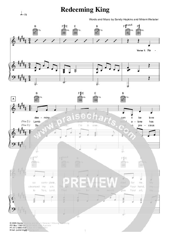 Redeeming King Lead & Piano (Hillsong Worship)