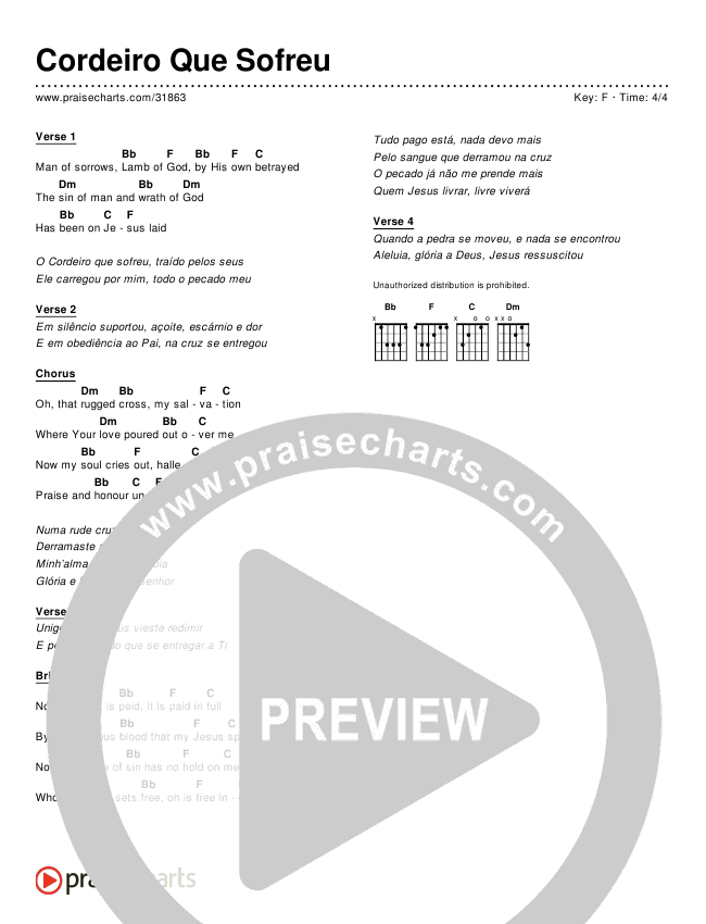 Cordeiro Que Sofreu (Simplified) Chords & Lyrics ()