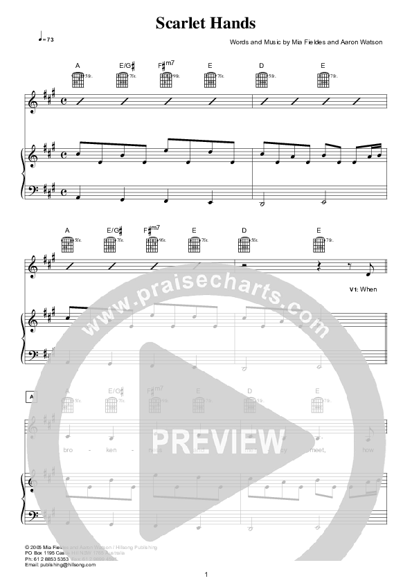 Scarlet Hands Lead & Piano (Hillsong Worship)