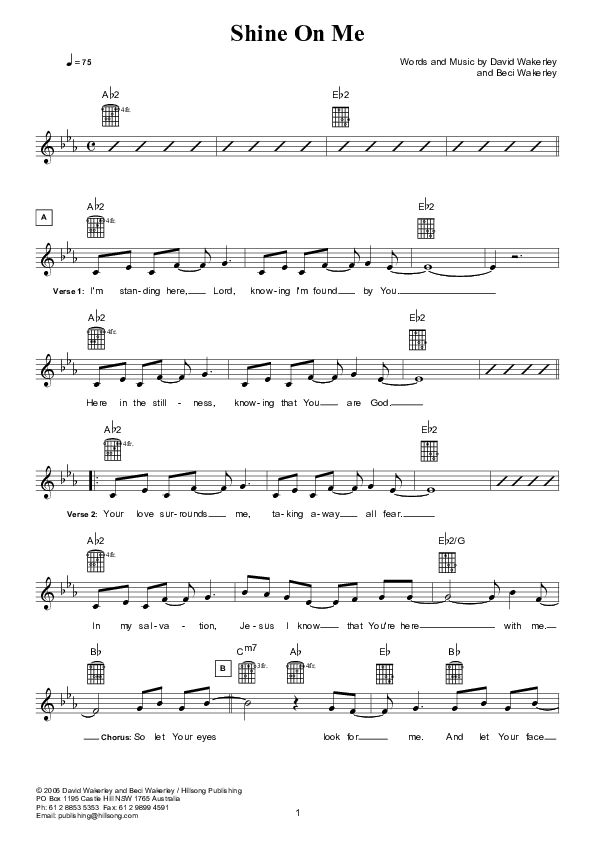 Shine On Me Lead Sheet (Hillsong Kids)