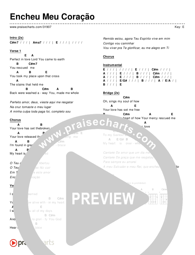 Encheu Meu Coração (My Heart Is Overwhelmed) Chords & Lyrics ()