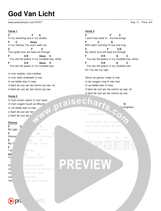 God Van Licht (Simplified) Chords & Lyrics ()