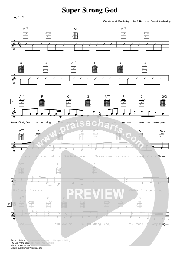 Super Strong God Lead Sheet (Hillsong Kids)