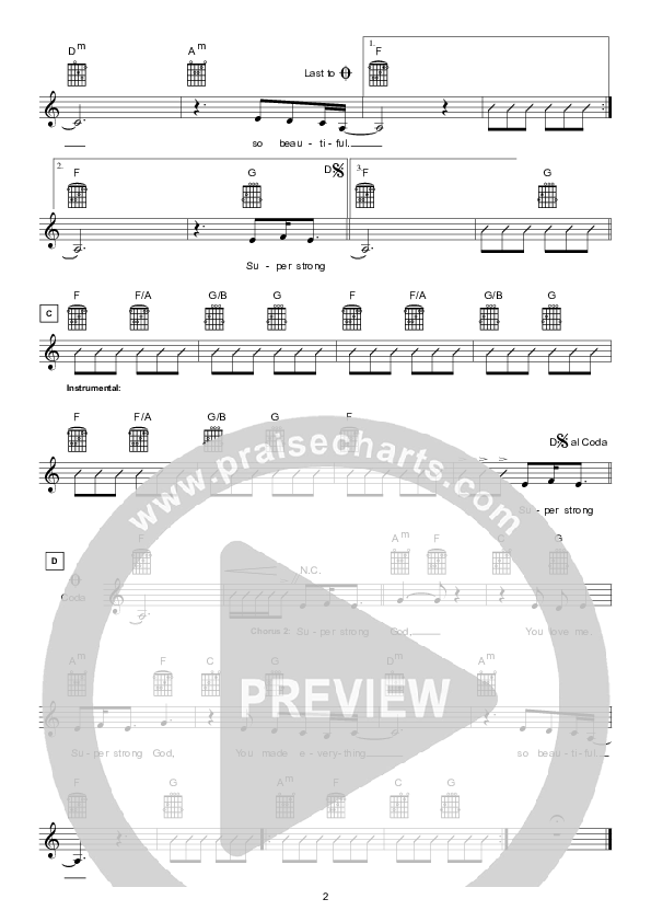 Super Strong God Lead Sheet (Hillsong Kids)
