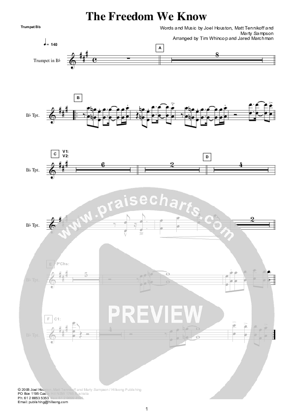 The Freedom We Know (Instrumental) Trumpet (Hillsong Worship)