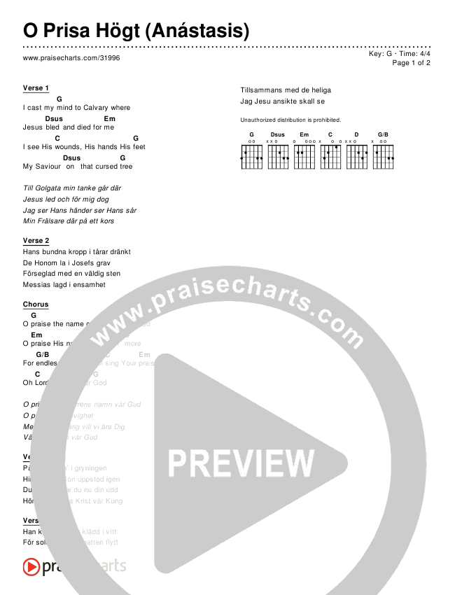 O Prisa Högt (Anástasis) (Simplified) Chords & Lyrics ()