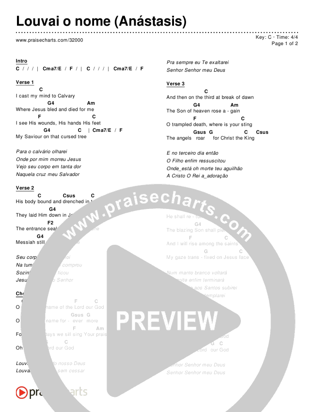 Louvai o nome (Anástasis) (O Praise The Name (Anastasis)) Chords & Lyrics ()