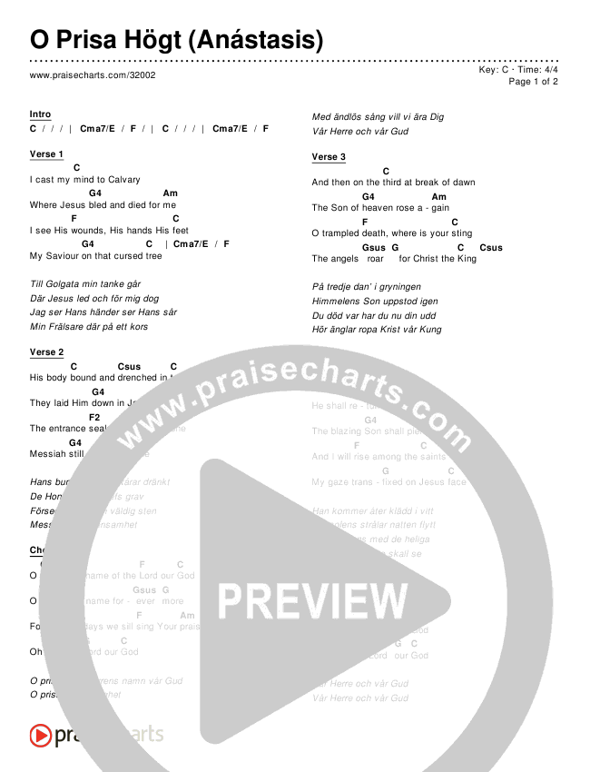 O Prisa Högt (Anástasis) Chords & Lyrics ()