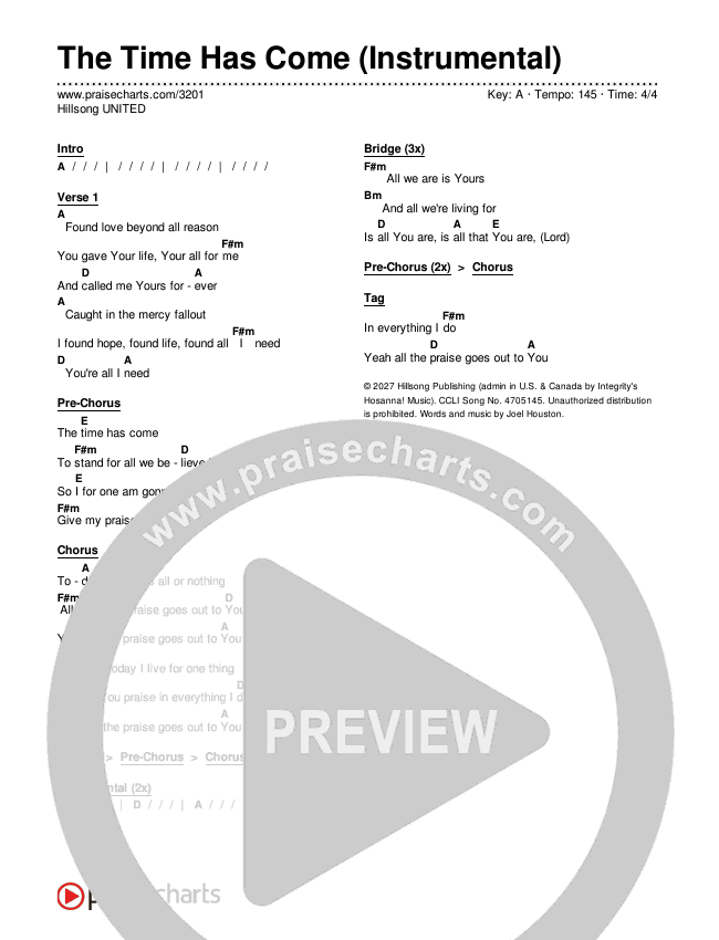 The Time Has Come (Instrumental) Chords & Lyrics (Hillsong UNITED)