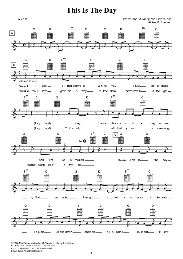 This Is The Day Lead Sheet (Hillsong Kids)