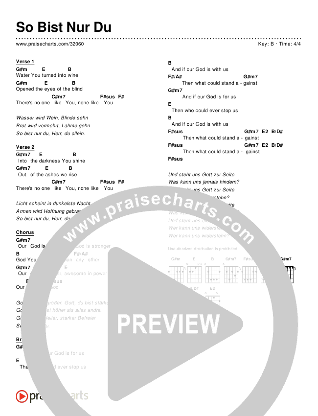 So Bist Nur Du (Our God) Chord Chart ()