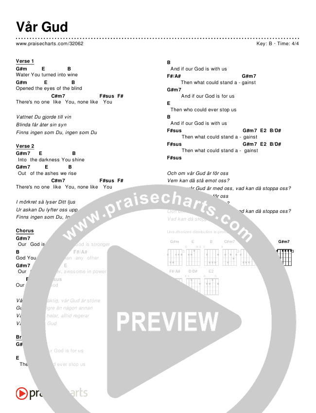 Vår Gud (Simplified) Chords & Lyrics ()