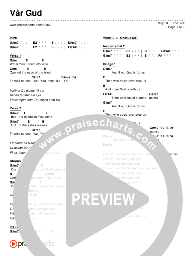 Vår Gud Chords & Lyrics ()