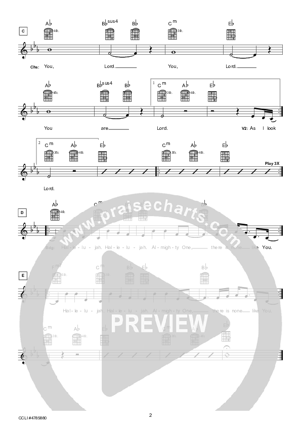 You (Instrumental) Lead Sheet (Hillsong UNITED)