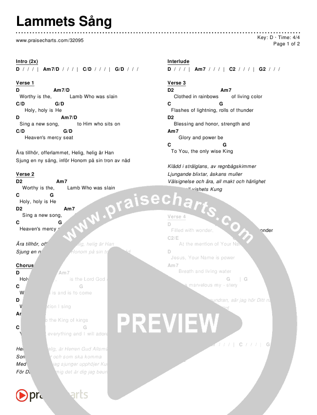 Lammets Sång Chords & Lyrics ()