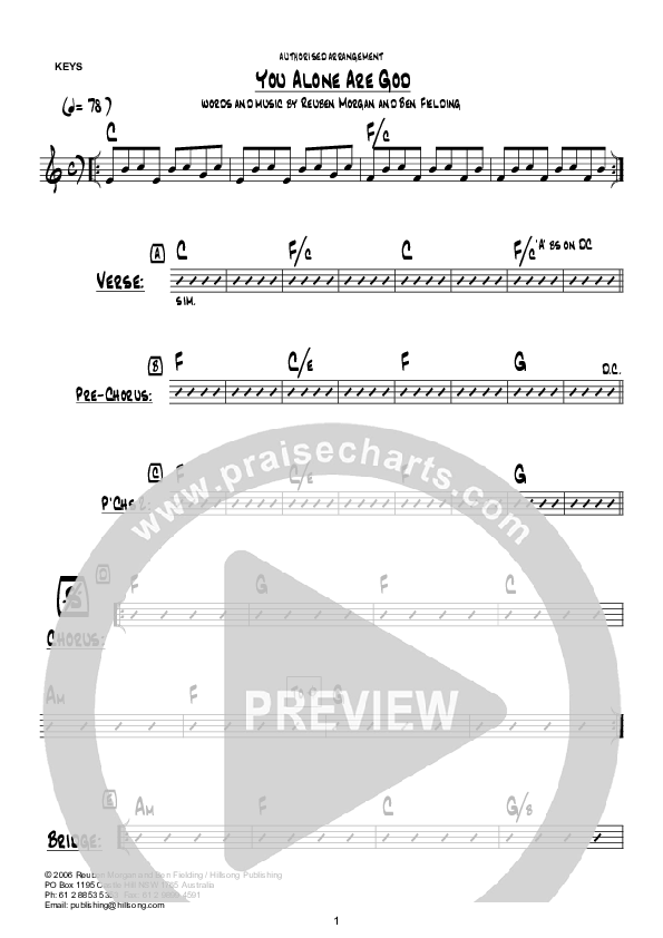 You Alone Are God (Instrumental) Chords & Lyrics (Hillsong Worship)