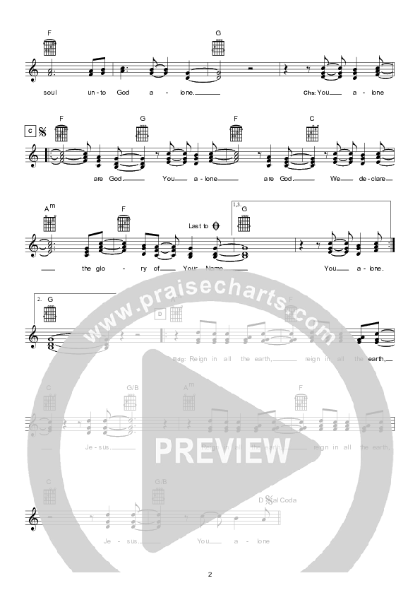 You Alone Are God (Instrumental) Lead Sheet (Hillsong Worship)