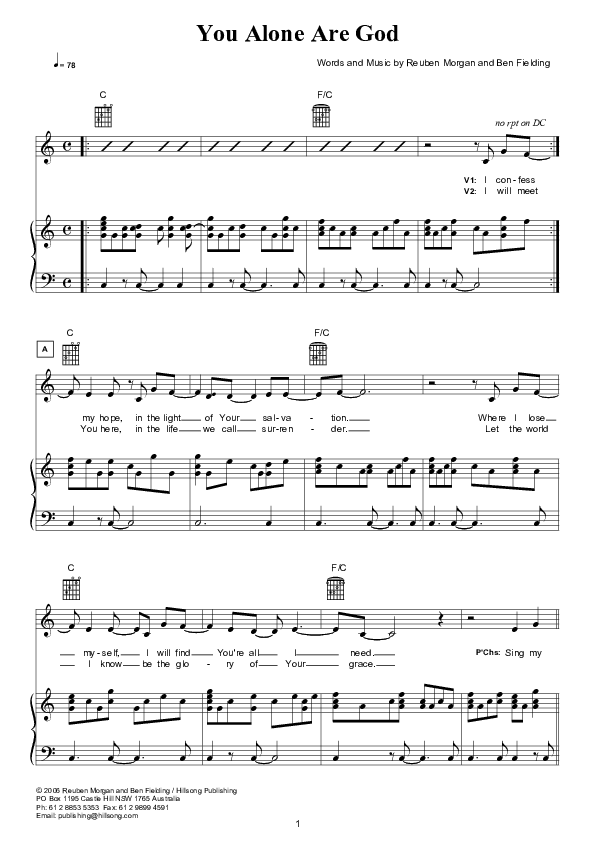 You Alone Are God (Instrumental) Lead & Piano (Hillsong Worship)