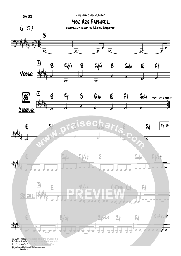 You Are Faithful (Instrumental) Bass Guitar (Hillsong Worship)