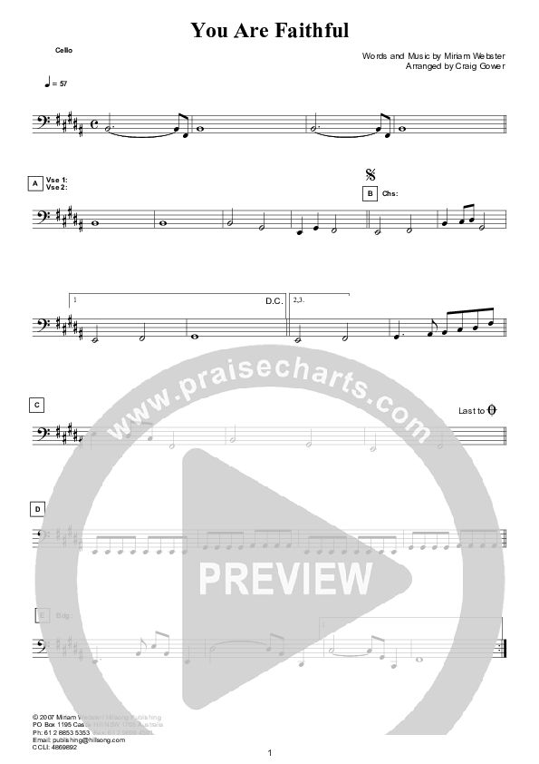 You Are Faithful (Instrumental) Cello (Hillsong Worship)