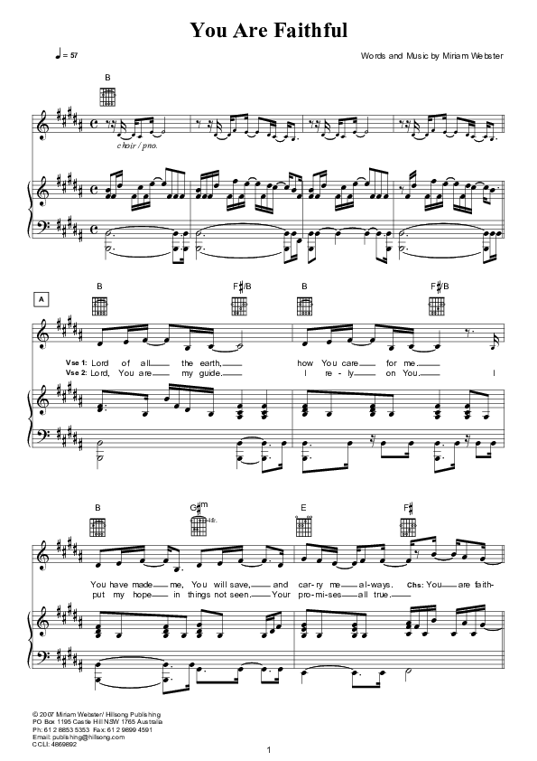 You Are Faithful (Instrumental) Piano/Vocal (Hillsong Worship)