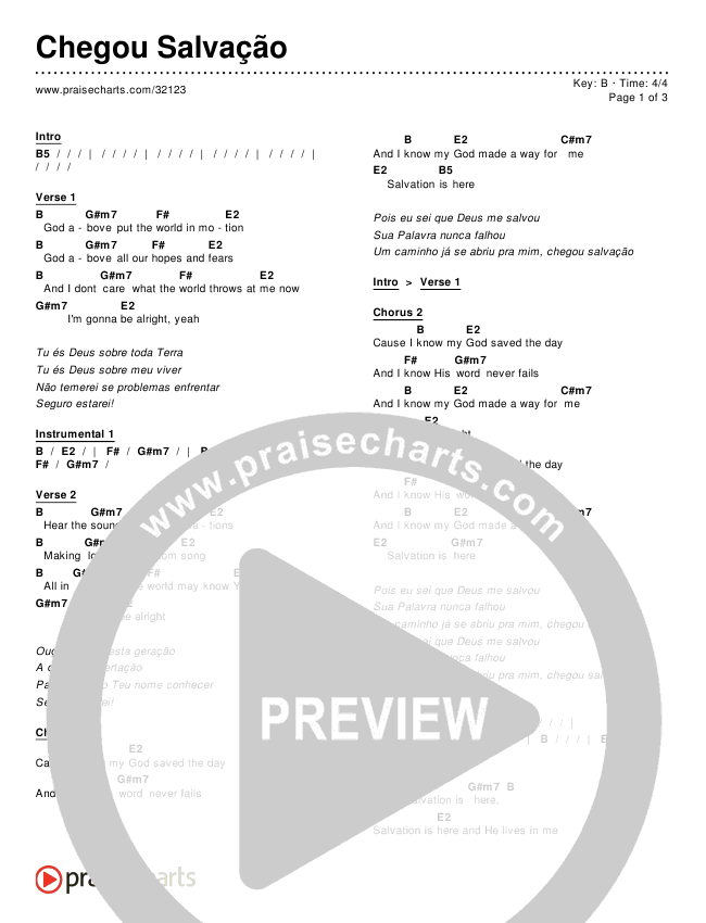 Chegou Salvação Chords & Lyrics ()