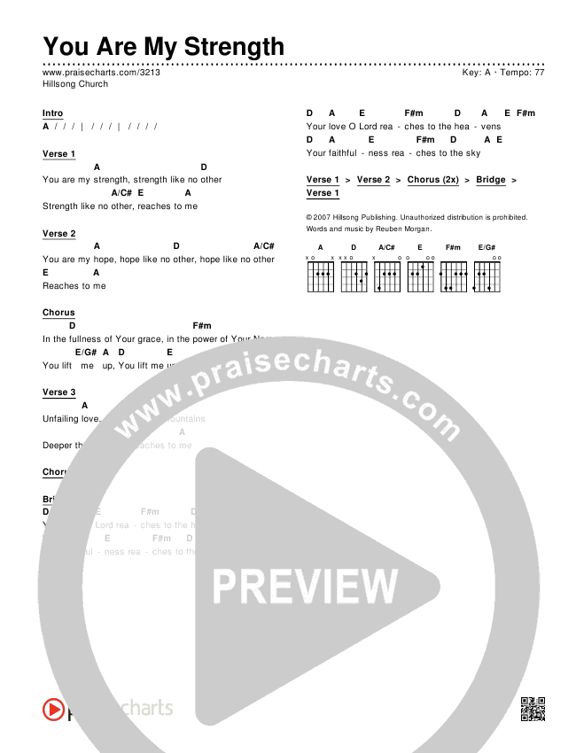 You Are My Strength Chords & Lyrics (Hillsong Worship)