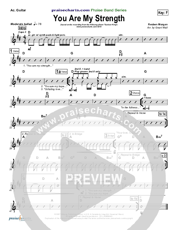 You Are My Strength Rhythm Chart (Hillsong Worship)