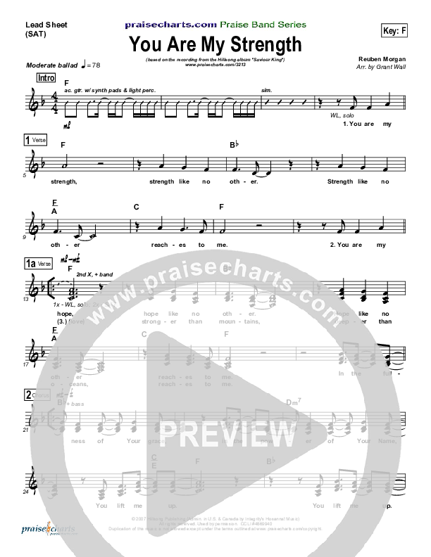 You Are My Strength Lead Sheet (SAT) (Hillsong Worship)