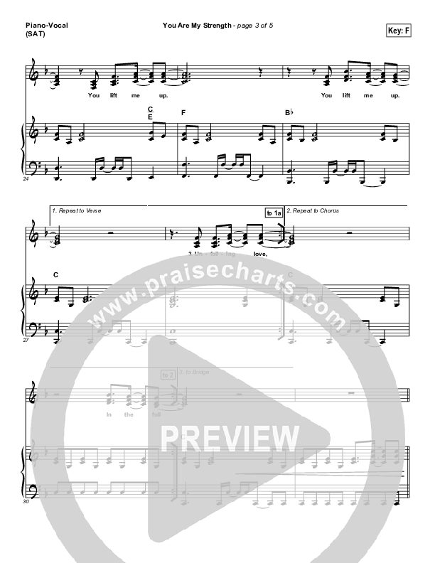 You Are My Strength Piano/Vocal (SAT) (Hillsong Worship)