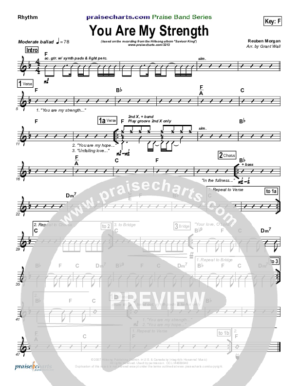 You Are My Strength Rhythm Chart (Hillsong Worship)