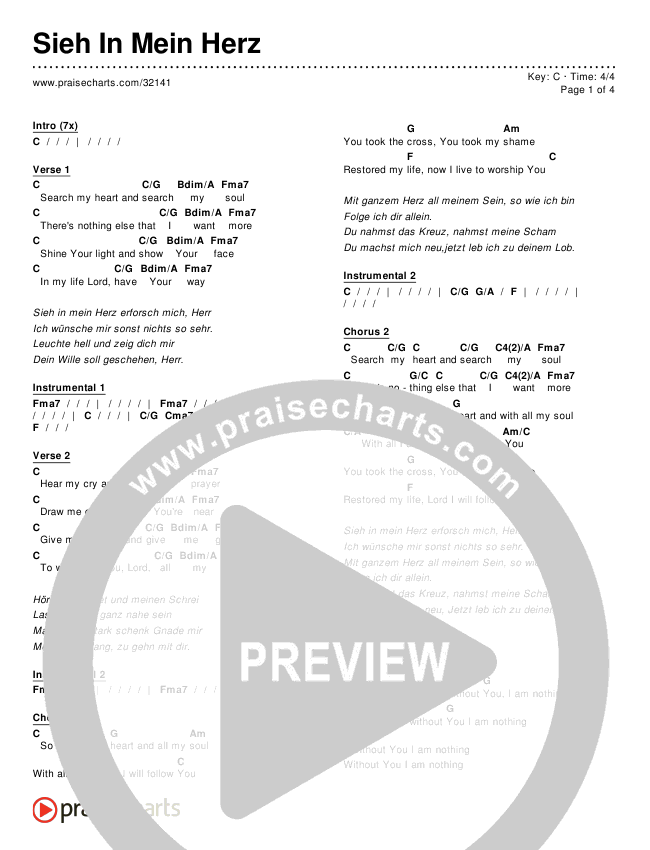 Sieh In Mein Herz Chords & Lyrics ()