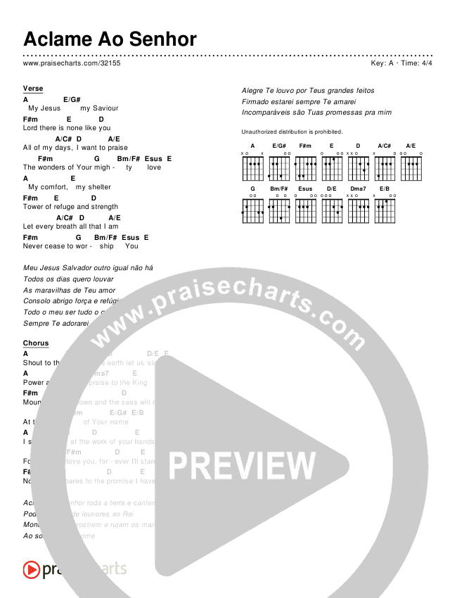 Aclame Ao Senhor (Simplified) Chords & Lyrics ()