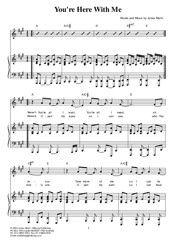 You're Here With Me Lead & Piano (Hillsong London / Hillsong Worship)