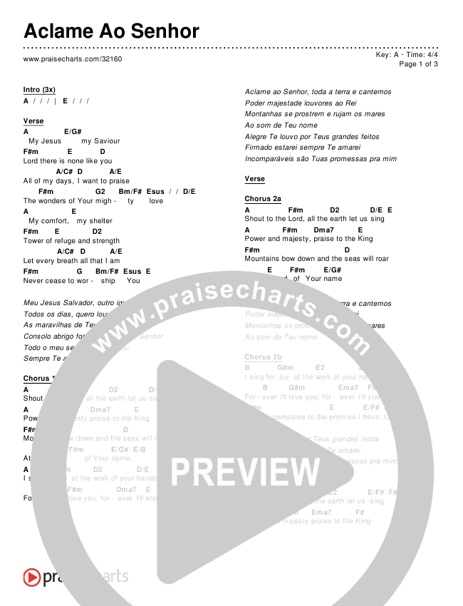 Aclame Ao Senhor Chords & Lyrics ()