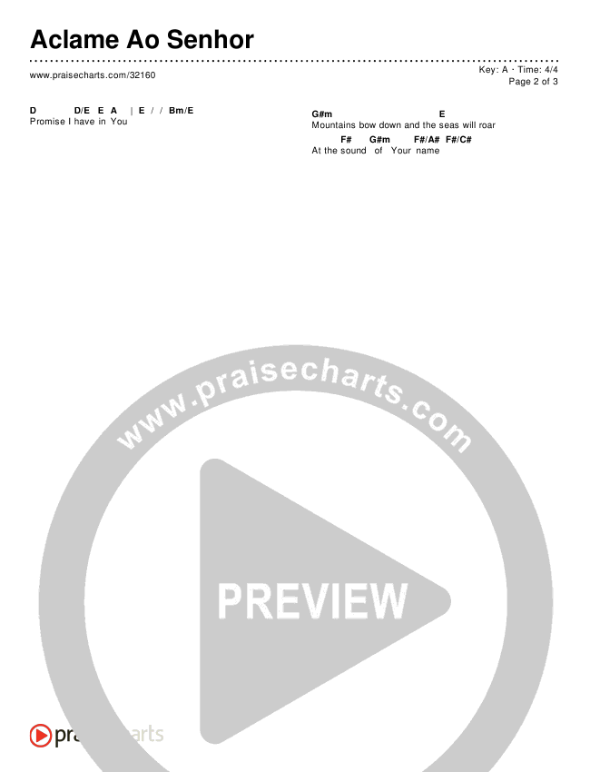 Aclame Ao Senhor Chords & Lyrics ()