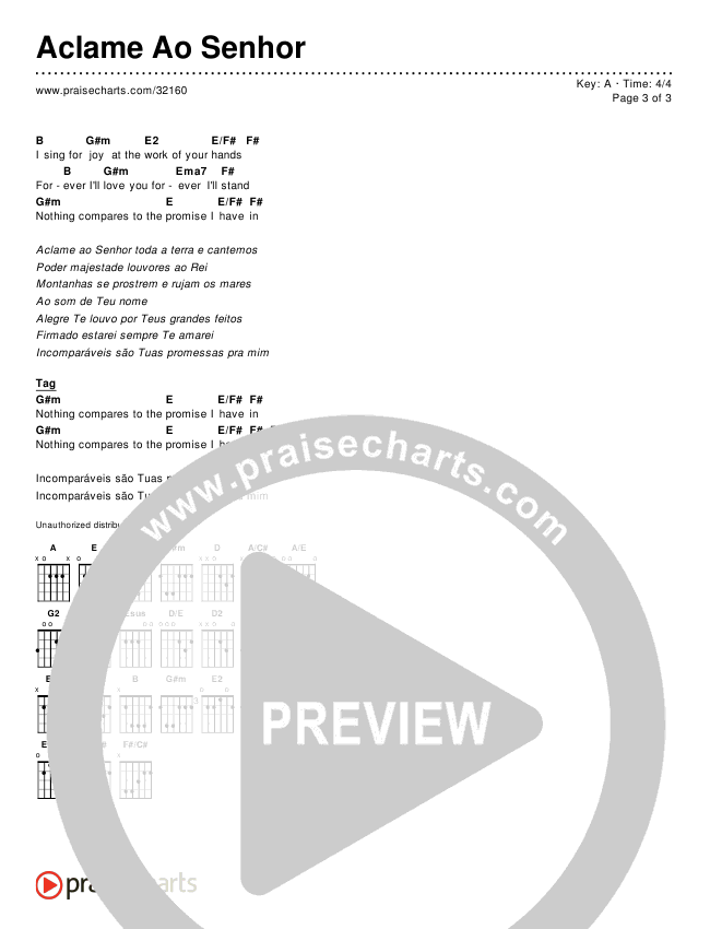 Aclame Ao Senhor Chords & Lyrics ()