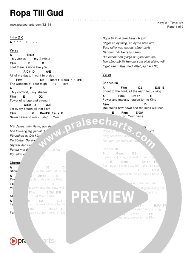 Ropa Till Gud Chords & Lyrics ()