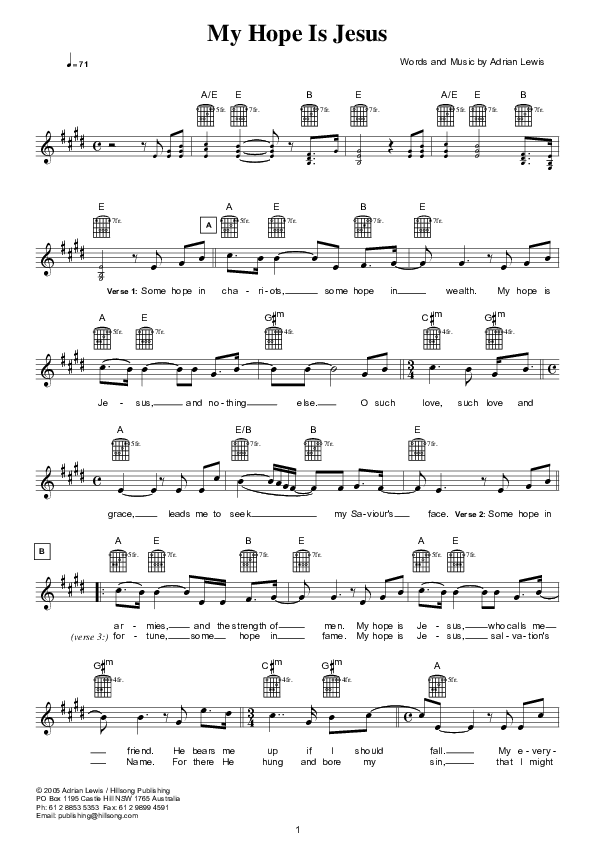 My Hope Is Jesus Lead Sheet (Hillsong Worship)