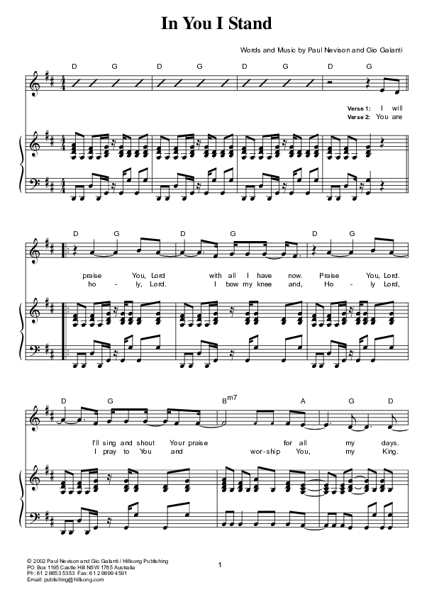 In You I Stand Lead & Piano (Hillsong London / Hillsong Worship)