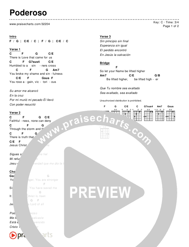 Poderoso (Simplified) Chord Chart ()